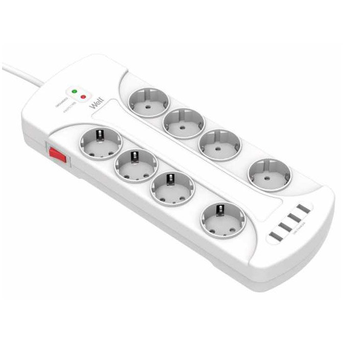 Prelungitor 8 prize 3m 4x USB cu protectie la suprasarcina si supratensiune cablu 3x1.5mmp