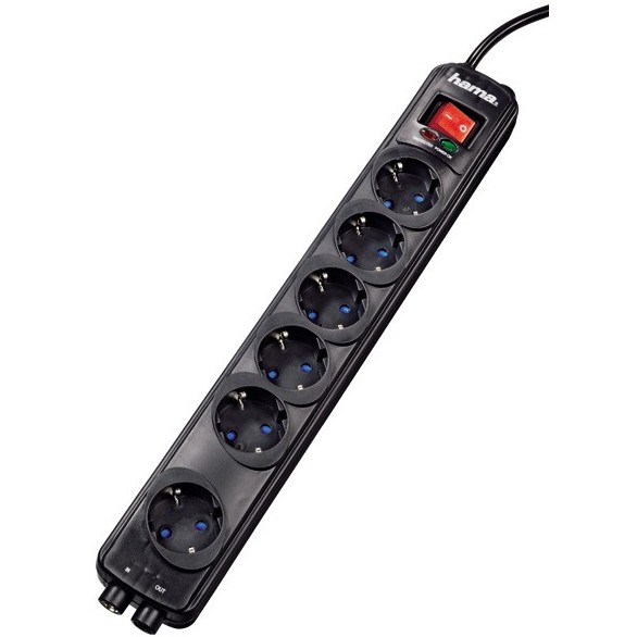 Prelungitor cu intrerupator 121945 6 prize 1.5m negru