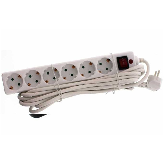 Prelungitor cu protectie 6 prize Schuko 3m White