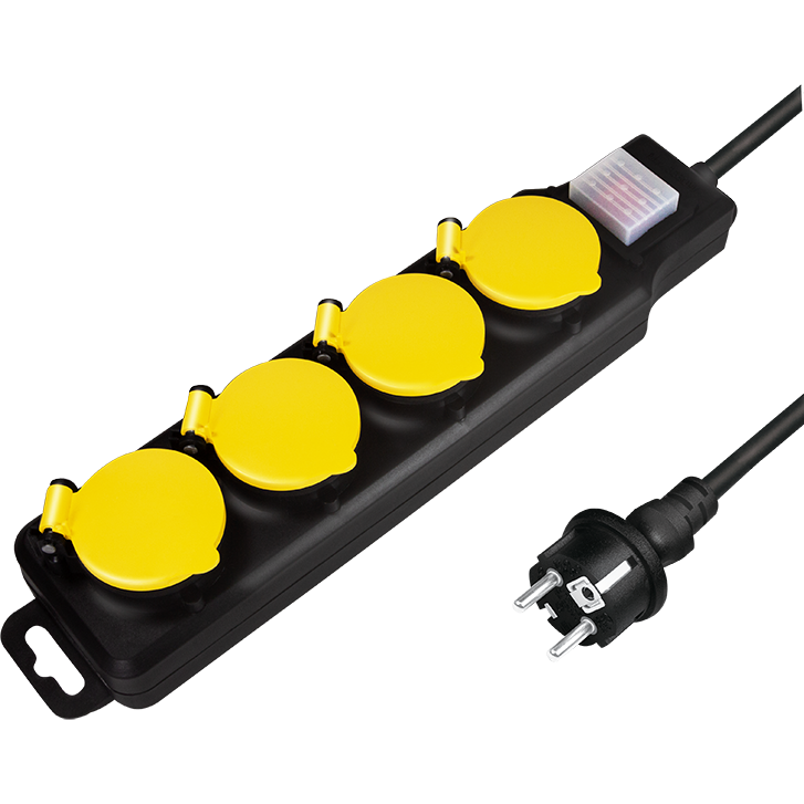 Prelungitor LPS254 4x Schuko 1.5m Black Yellow