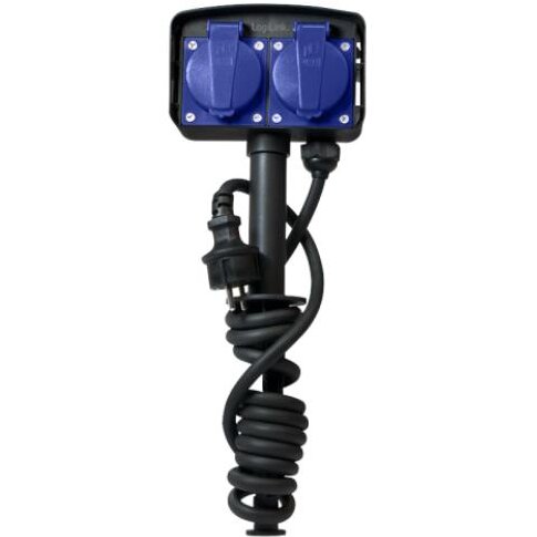 Prelungitor pentru Exterior 2x Schuko Conectare prin Schuko (T) Cablu 2M 16A Fara Protectie Negru