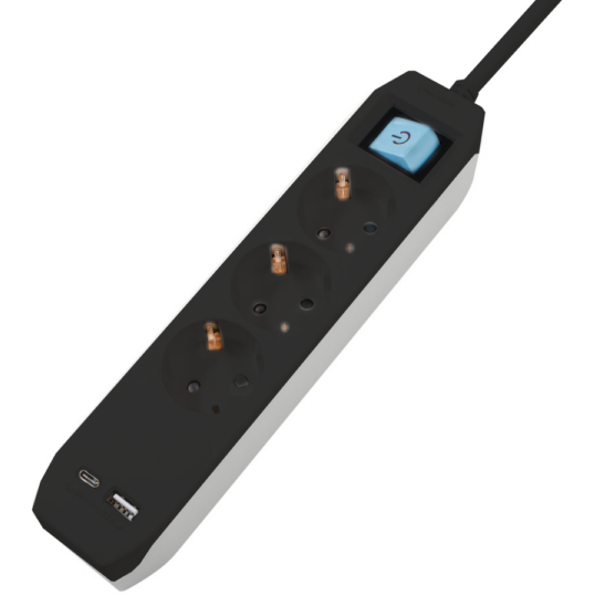 Prelungitor SCHUKO x3 16A 4.5M Negru