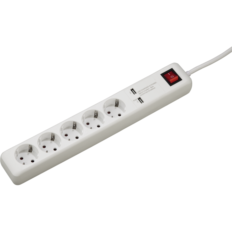 Prelungitor USB 3A 5 prize Alb