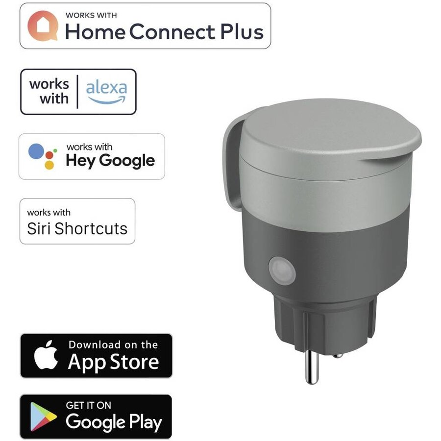 Priza Inteligenta pentru Exterior 176624 2300W / 10A Wi-Fi Control Aplicatie si Asistenti Vocali IP44 Gri