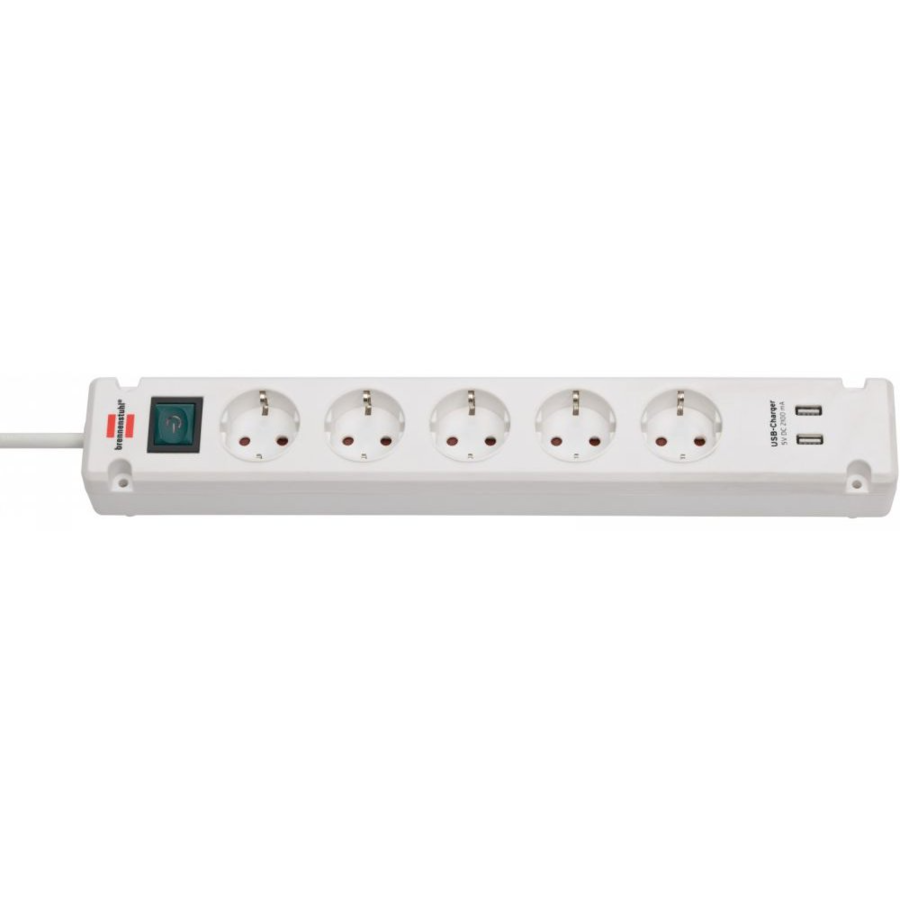 Priza Multipla Bremounta Power Strip 2x USB 3m Alb