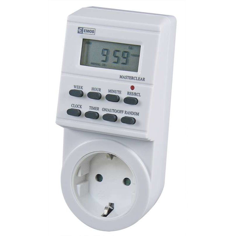 Priza programabila digitala TIMER 2-BL Afisaj 24H 10 Programe/zi Alb
