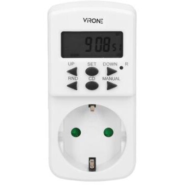 Priza Programabila VIRONE DT-2(GS) Mini 230V 1800W 10 Programe 12/24H Alb
