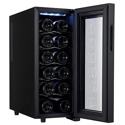 Racitor De Vinuri AD 8083 Temperatura Ajustabila 5 Rafturi 12x Sticle 33l Negru