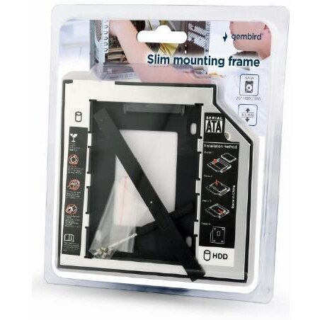 Rack Intern Tip Caddy 9.5MM 5.25Inch la 2.5Inch S-ATA Interfata PC S-ATA Negru