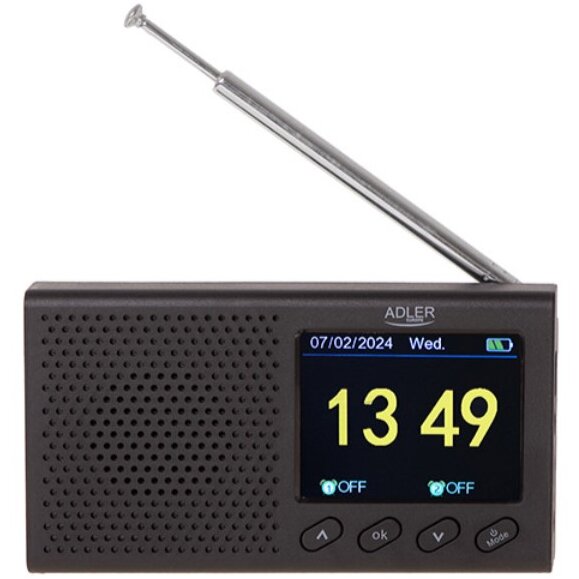 Radio Portabil Cu Ceas AD1198 Negru