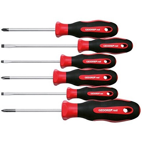 Red 2K screwdriver set, 6 pieces (red / black)