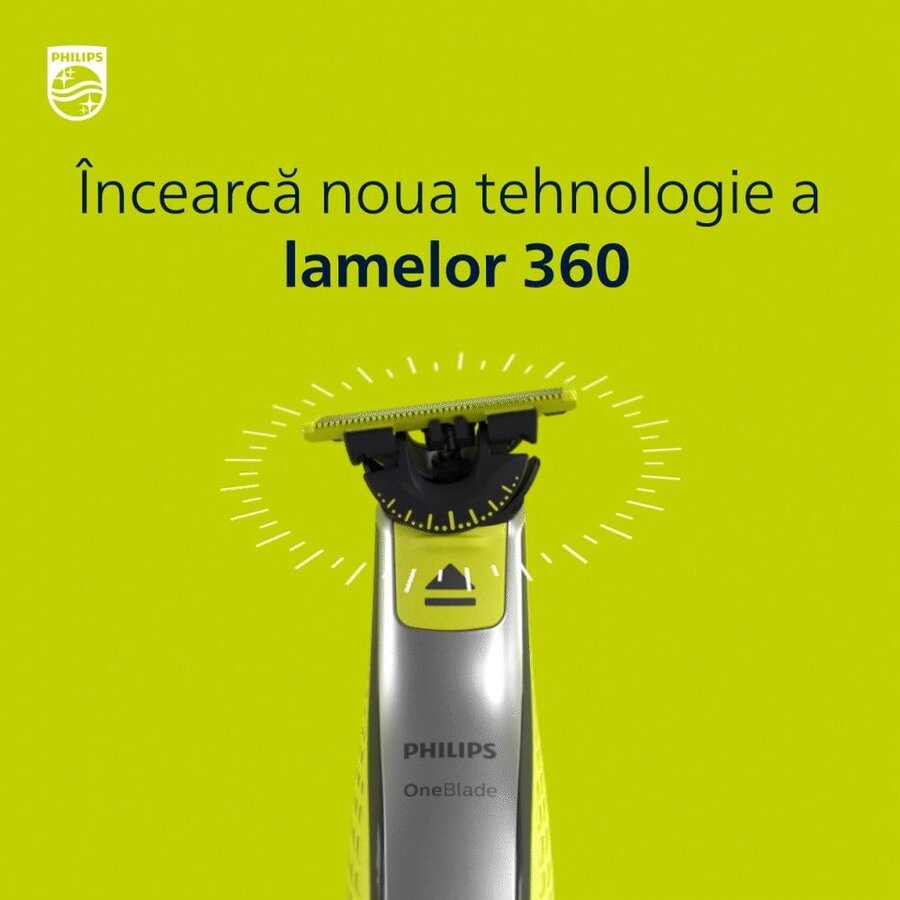 Rezerva OneBlade 360 QP420/50 Otel Ioxidabi, Umed Si Uscat Verde
