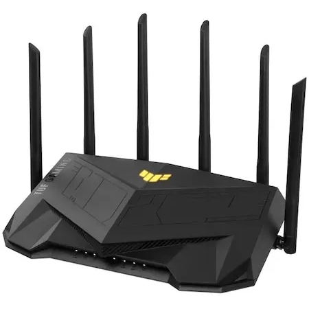 Router Wireless Gaming TUF-AX6000 WiFi 6  Dual-Band Quad-Core 2.0GHz CPU 256MB/512MB AiProtection Pro AiMesh  Negru