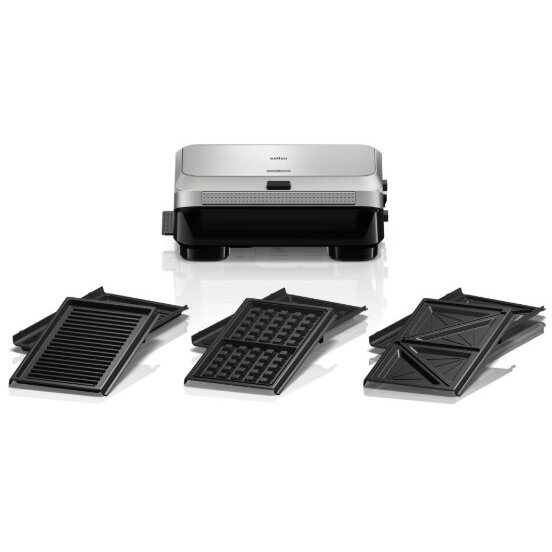 Sandwich-Maker SM5038 800W 3 Seturi Placi Detasabile Invelis Antiaderent Premium Tava Colectare Grasime Argintiu-Negru