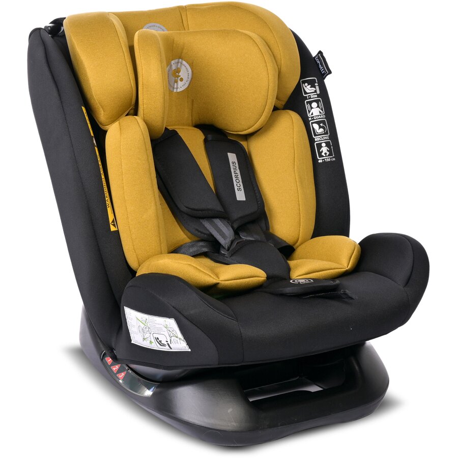 Scaun Auto Copii Scorpius i-Size 0 Luni-12 ani 40-150CM Galben/Negru