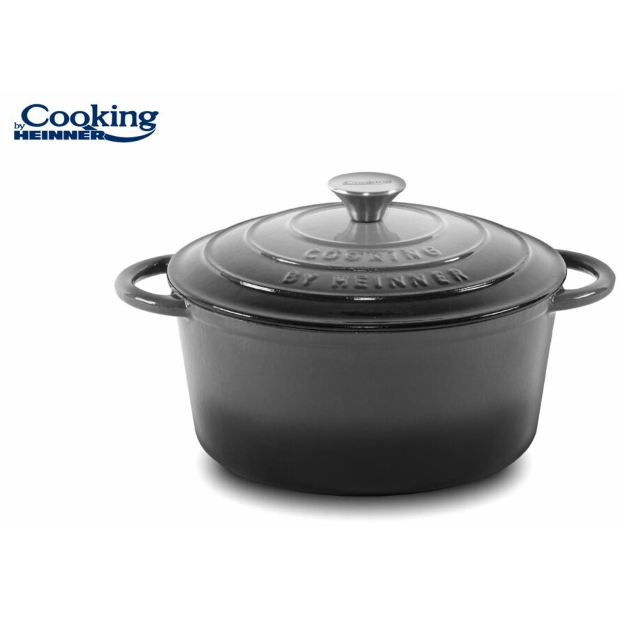 Semioala Fonta Emailata Cu Capac 28 x 13cm 6l Gri