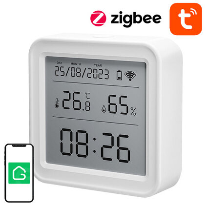 Senzor Inteligent de Temperatura si Umiditate ST17 LCD Tuya Ecran LCD  Alb