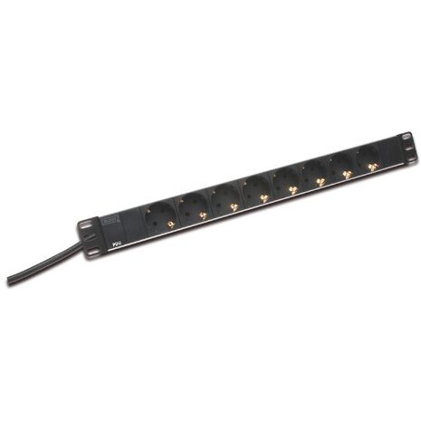 PDU outlet strip 19 RACK 8xSchuko, 2m 1xSchuko, 16A, aluminium