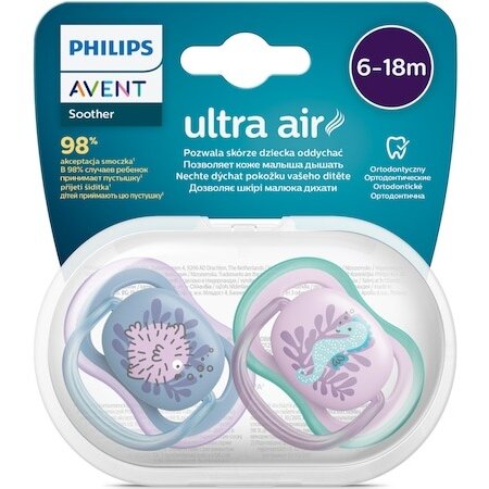 Set 2 Suzete Ultra Air 6-18luni Ortodontice Fara BPA Silicon Multicolor