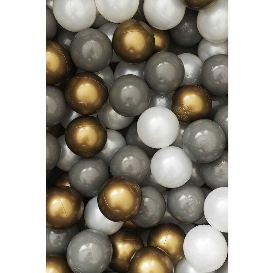 Set 200 Bile din Plastic Colorate 7cm Alb / Gri / Auriu