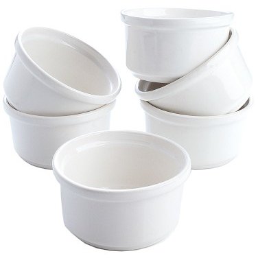 Set 6 Boluri Soufle 9cm Ceramica Termorezistenta pentru Cuptor Alb