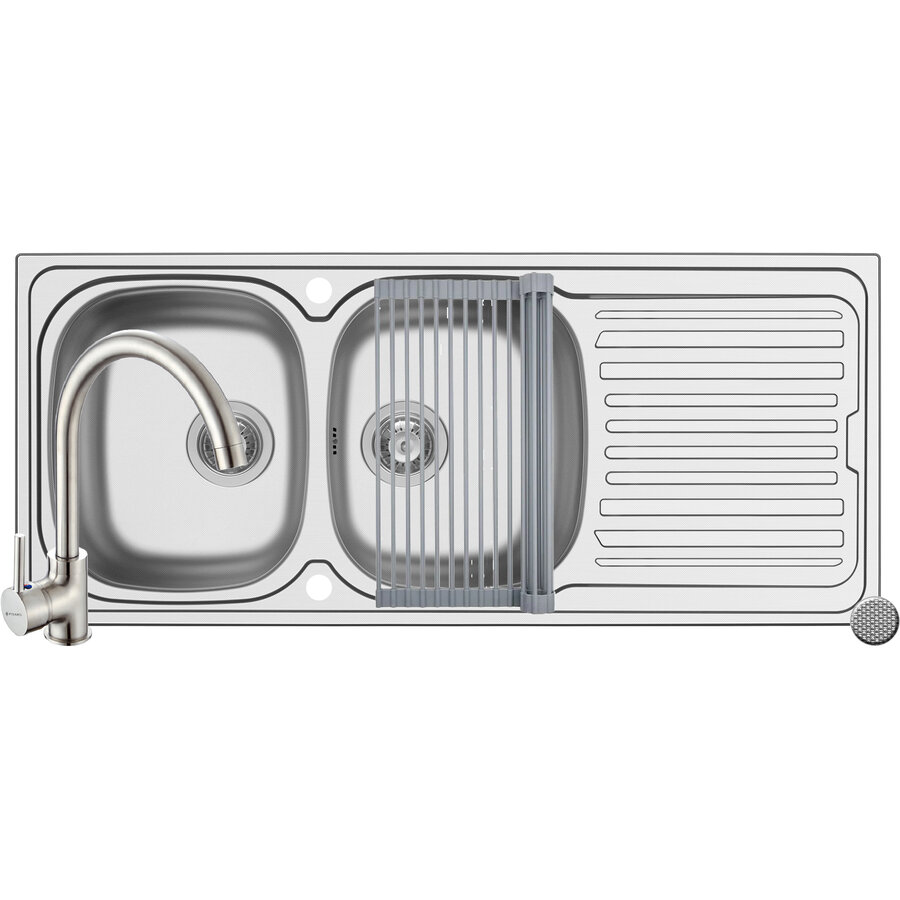 Set Chiuveta Aurora 116 LN Baterie Bello Crom si Roll Up Inox