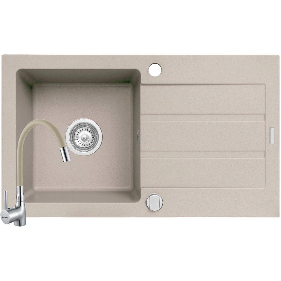 Set Chiuveta bucatarie + Baterie Flessi Next 76x44 1B1D Beige
