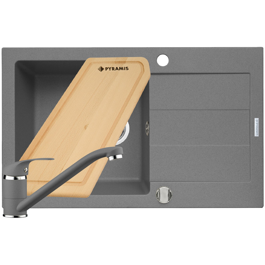 Set Chiuveta bucatarie granit SPARTA PLUS + Baterie Asalia + Tocator Grey