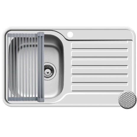 Set Chiuveta de Bucatarie SPACE MINI 1B1D ST din Inox Finisaj Texturat si Suport Multifunctional ROLL UP Argintiu