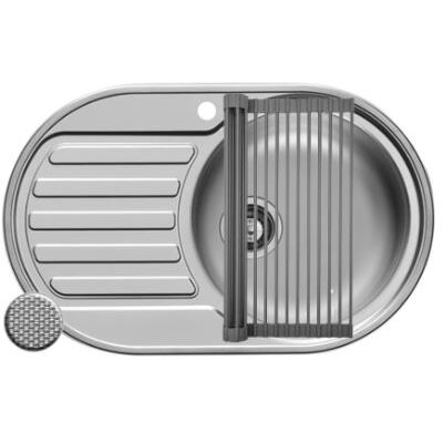 Set Chiuveta de Bucatarie SR MINI 1B1D DR Ovala Inox si Suport Multifunctional ROLL UP Argintiu