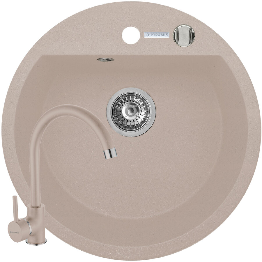 Set Chiuveta Granit MIDO 51x51 si Baterie Eco Bello Beige