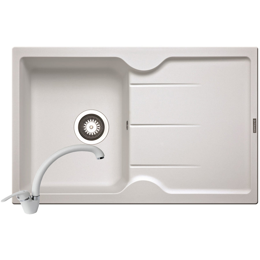 Set chiuveta granit PORTOS si  baterie OSSIA Alb