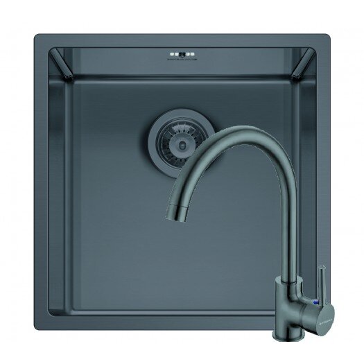 Set Chiuveta Inox + Baterie ECO BELLO ASTRIS COLORA 40x40 1B Gun Metal