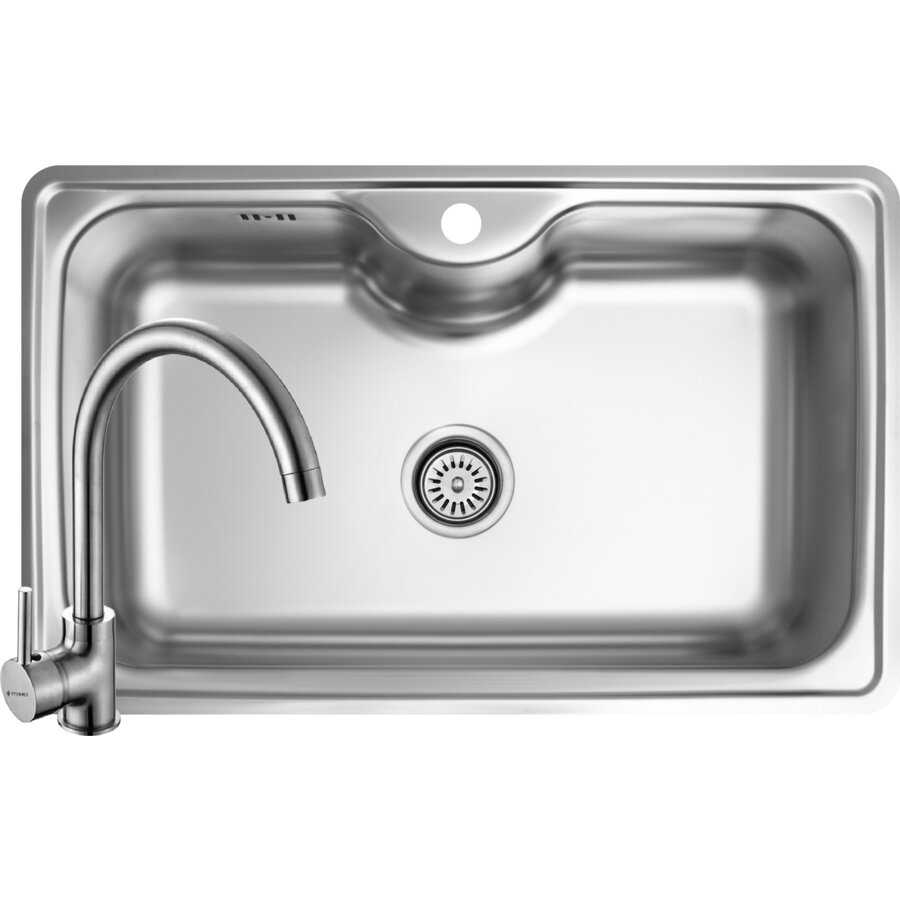 Set Chiuveta Inset 1B 80x50 SM si Baterie Bello Crom Inox