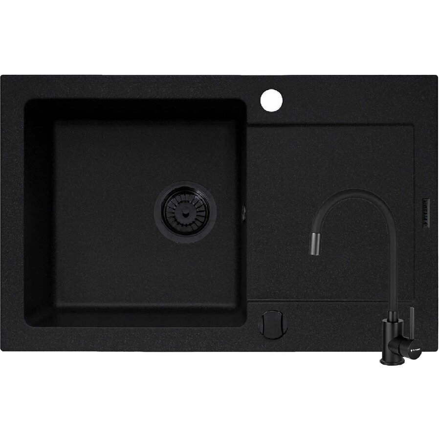 Set Chiuveta Pyragranite Mido 79 si Baterie Flessi Volcano