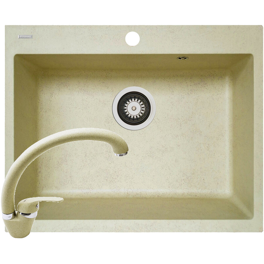 Set Chiuveta Soft Compozit Square DUROTHEK 60 1B si Baterie OSSIA Beige