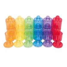 Set De 18 Cutiute Colorate Cu Capac Translucide Pentru Activitati Senzoriale