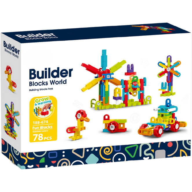 Set de Constructie Fun Blocks 78 Piese 3 Ani+ Multicolor