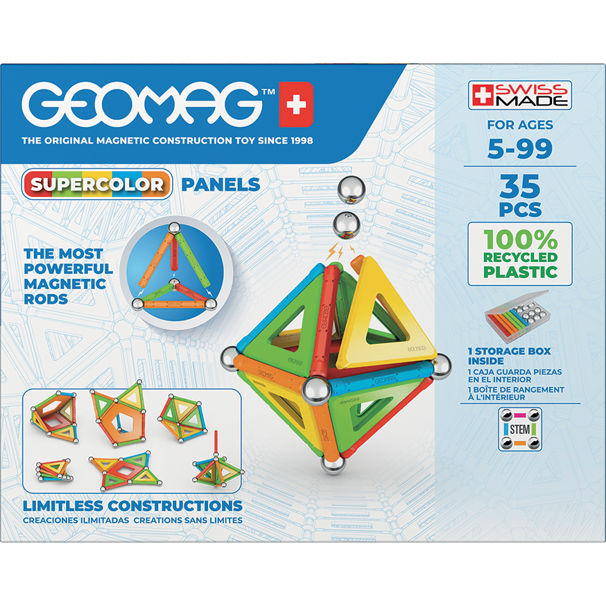 Set de constructie magnetic Supercolor Panels Recycled 35 piese