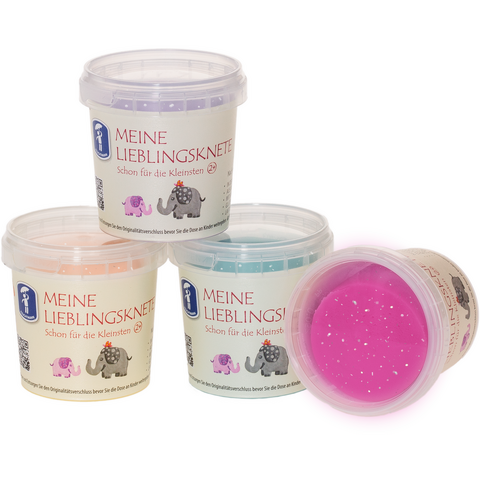 Set de Modelaj Premium cu Sclipici +2ani 4 x 130g Roz Portocaliu Violet Turcoaz