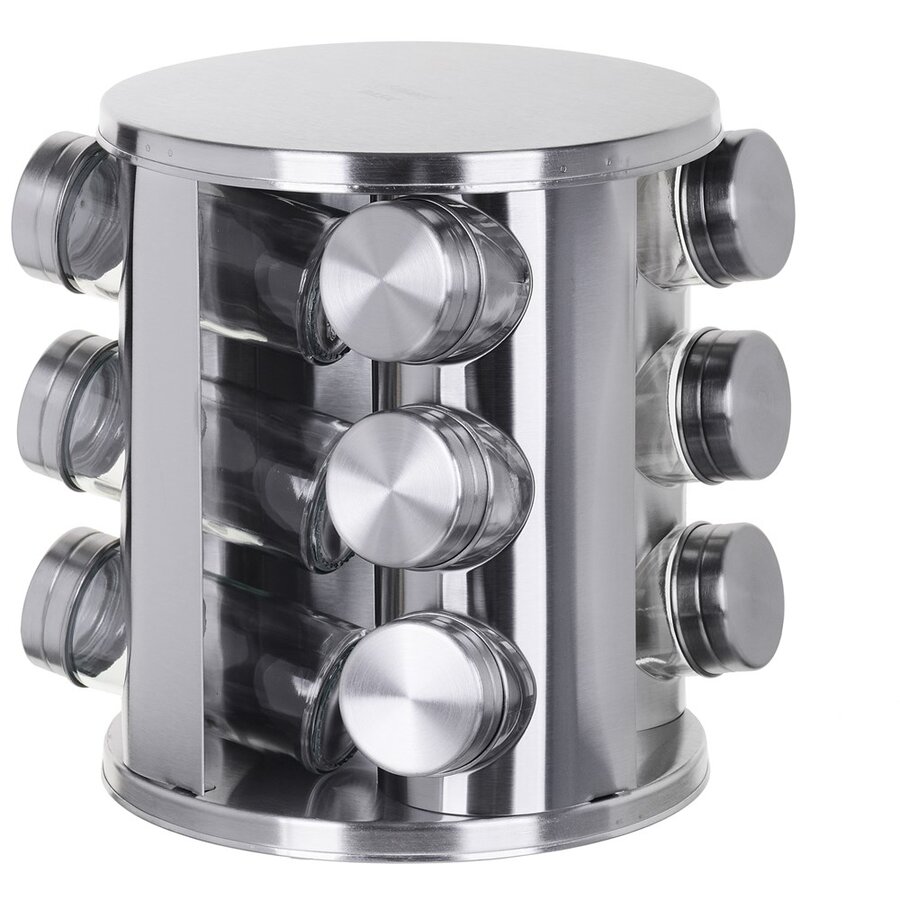 Set Recipiente Pentru Condimente MR-1725 Stand 12xBuc Argintiu