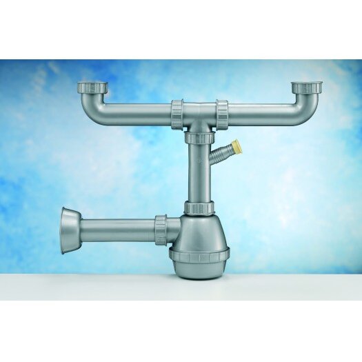 Sifon pentru 2 Cuve 521055101 cu Conexiune pentru Masina De Spalat Vase