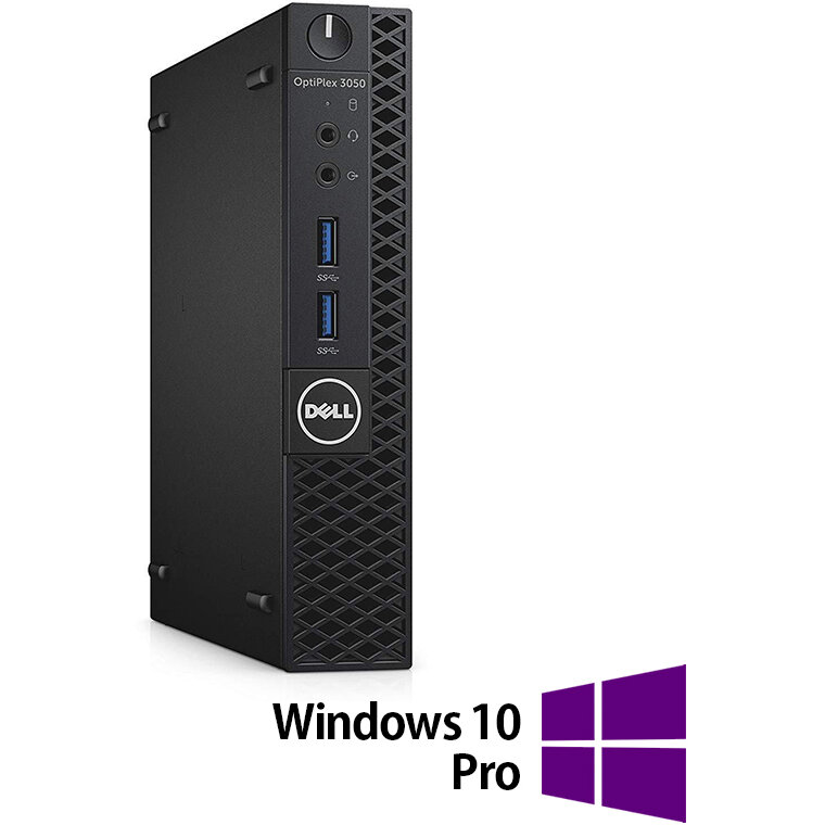 Sistem desktop Refurbished OptiPlex 3060 Intel Core i3-8100T 8GB 256GB SSD Windows 10 Pro Black