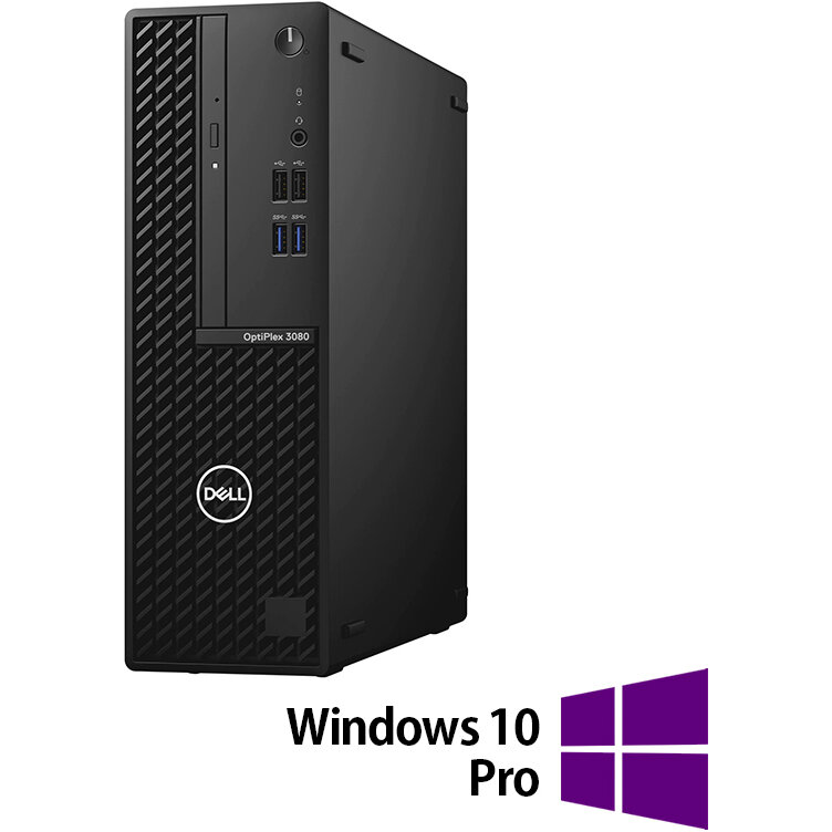 Sistem desktop Refurbished OptiPlex 3080 Intel Core i3-10105 8GB 256GB SSD Windows 10 Pro Black