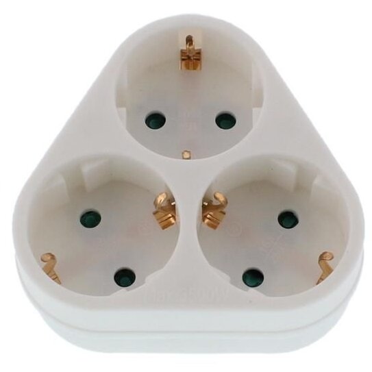 Stecher Triplu  Contact Protectie Schuko Alb