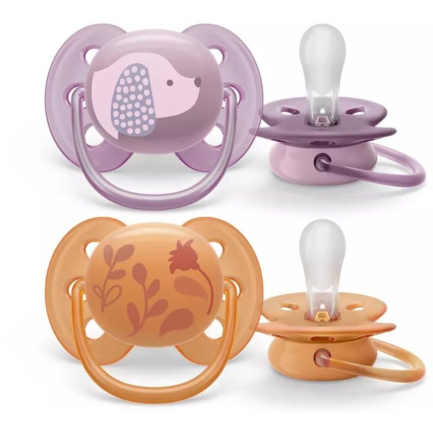 Suzeta Ultra Soft 6-18luni 2buc Silicon Ortodontica Fara BPA Portocaliu/Mov