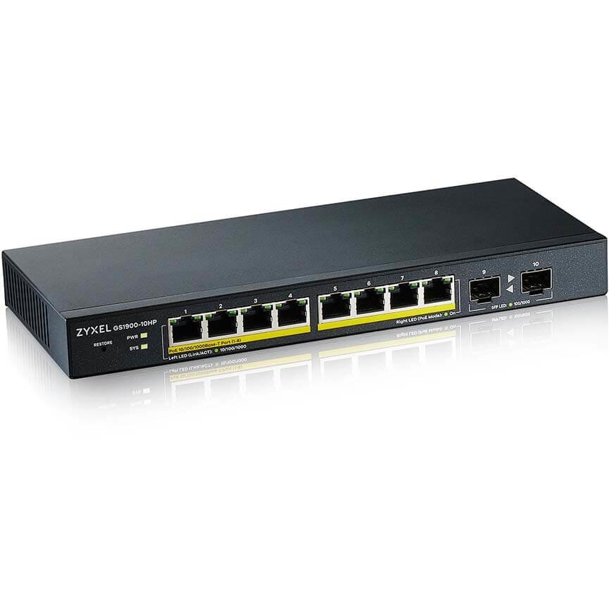 Switch GS1900-10HP Managed L2 Gigabit Ethernet  Black