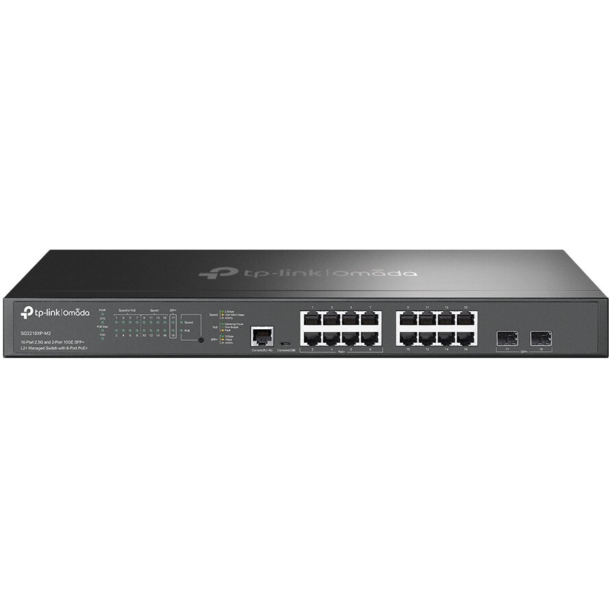 Switch Omada 16-Port 2.5GBASE-T si 2-Port 10GE Negru