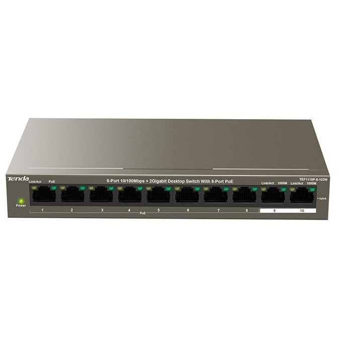 Switch TEF1110P-8-102W 8 x 10/100Mbps PoE + 2 Gigabit