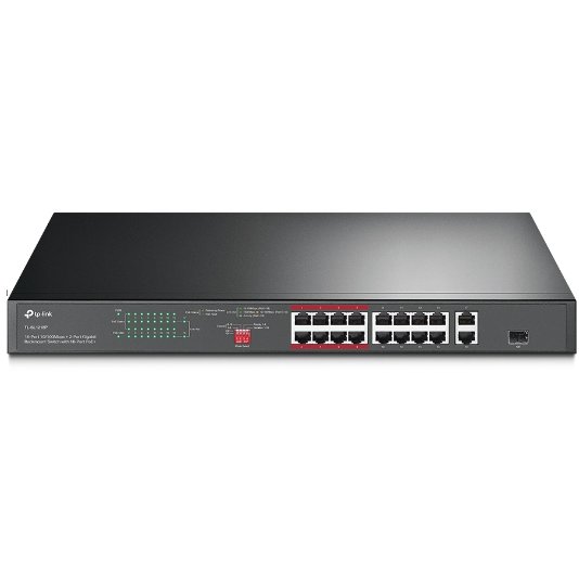 Switch TL-SL1218P 16 Porturi POE 10/100Mbps 2 x Gigabit 1x Slot SFP Combo Negru